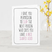 Nice Shaped Head, Funny, Chemo, Cancer Card Karte (Gelbe Blume)