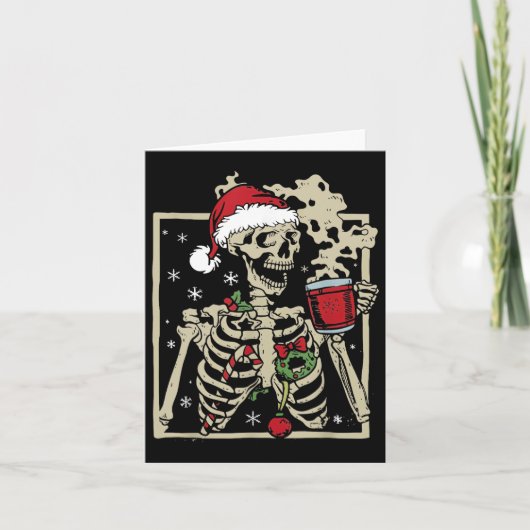 Nice Skeleton Weihnachtsmannmütze Weihnachten Karte (Vorderseite)