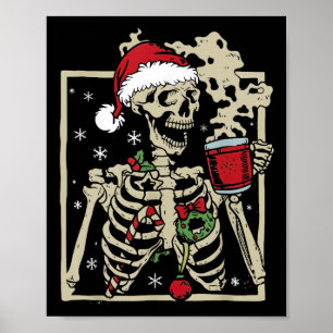 Nice Skeleton Weihnachtsmannmütze Weihnachten Poster