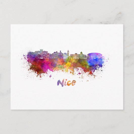 Nice skyline im Watercolor Postkarte (Vorderseite)