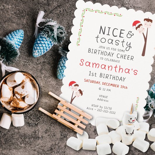 Nice S'mores Marshmallows Kids Xmas Birthday Party Einladung
