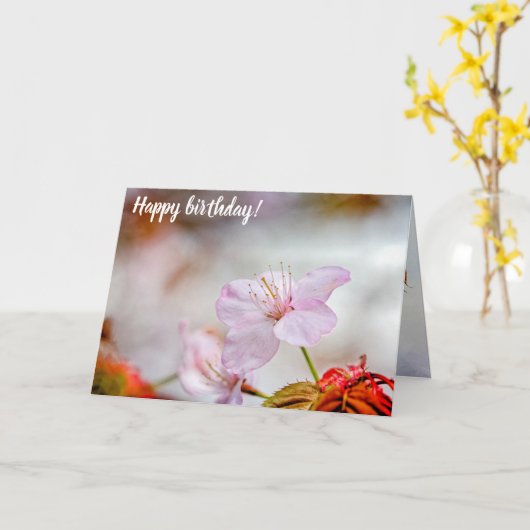 Nice Soft Pink Sakura Blume im Springtime Karte (Gelbe Blume)