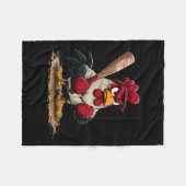 Nice Srt Rooster Look For Baseball And Bat Lovers  Fleecedecke (Vorderseite (Horizontal))