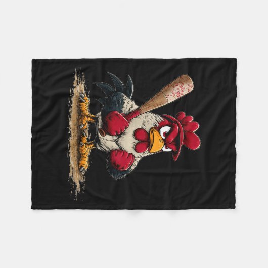 Nice Srt Rooster Look For Baseball And Bat Lovers Fleecedecke (Vorderseite (Horizontal))