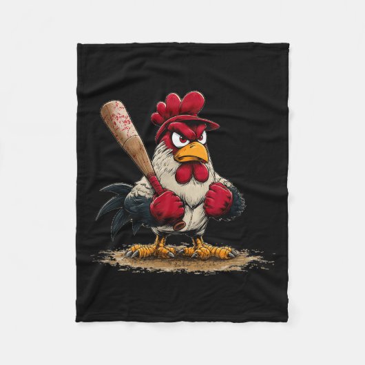 Nice Srt Rooster Look For Baseball And Bat Lovers  Fleecedecke (Vorderseite)