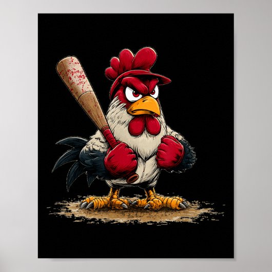 Nice Srt Rooster Look For Baseball And Bat Lovers  Poster (Vorne)