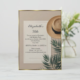 Nice Summertime hat 50th Birthday Party cream  Einladung