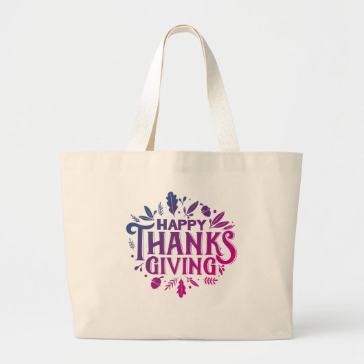Nice text Happy Thanksgiving mit Blätter Herbst Jumbo Stoffbeutel (Vorne)