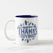 Nice text Happy Thanksgiving mit Blätter Herbst Zweifarbige Tasse (Links)
