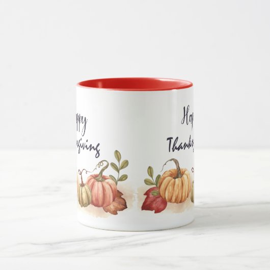 Nice Text Happy Thanksgiving mit Pumpkin Tasse (Zentrum)