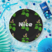 Nice Text Name mit schönem grünem Blatt Pappteller (Party)