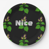 Nice Text Name mit schönem grünem Blatt Pappteller (Vorderseite)