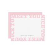 Nice To Meet You | Pink Modern Name  Mitteilungskarte (Vorderseite/Rückseite Beispiel)