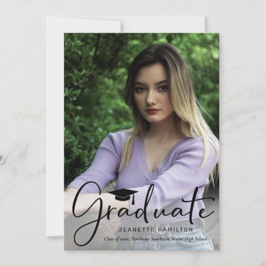 Nice Typografy Script Front/Back Foto Abschluss Einladung (Vorderseite)