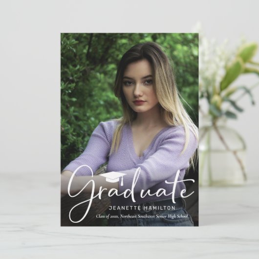 Nice Typografy Script Front/Back Foto Abschluss Einladung (Stehend Vorderseite)