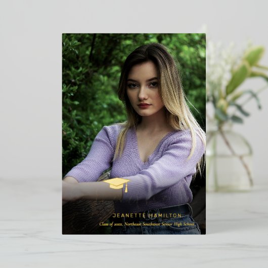 Nice Typografy Script Front/Back Foto Abschluss Folieneinladung (Stehend vorne)