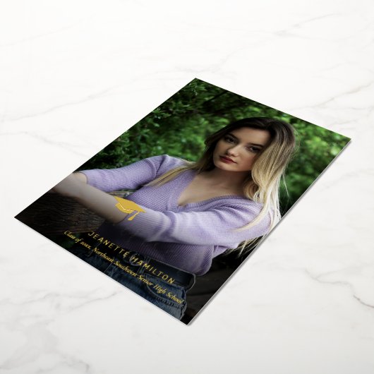 Nice Typografy Script Front/Back Foto Abschluss Folieneinladung (Gedreht)