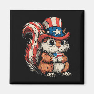Nice US Eichhörnchen Kostüm mit America Top Hut Magnet