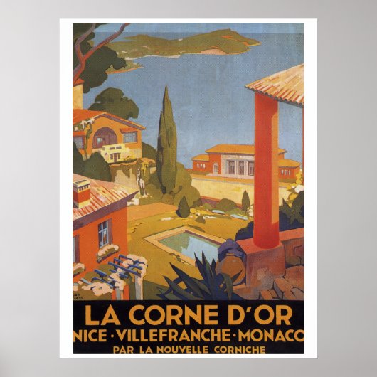 Nice Villefranche Monaco Vintage Poster (Vorne)