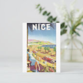 NICE Vintage Travel Poster Postkarte (Stehend Vorderseite)