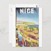 NICE Vintage Travel Poster Postkarte (Vorne/Hinten)
