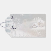 Nice winter Zuhause zur Veranschaulichung Weihnach Geschenkanhänger (Rückseite Horizontal)