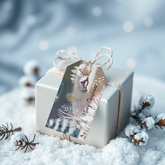 Nice winter Zuhause zur Veranschaulichung Weihnach Geschenkanhänger