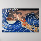 Nichiren beruhigt einen Sturm in Kakuda, Kuniyoshi Poster (Vorne)