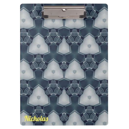 NICHOLAS ~ Mute Grau und Weiß Design Original Klemmbrett (Vorderseite)