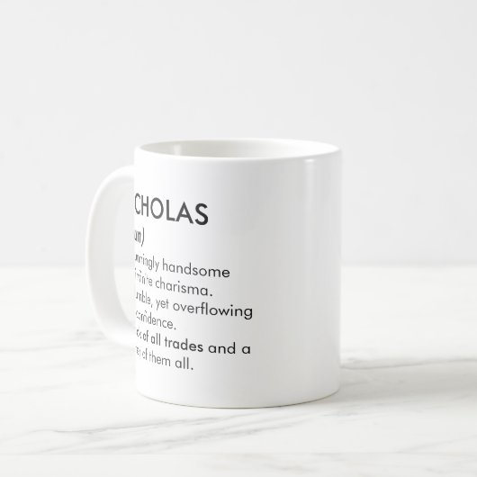 Nicholas name, Editable name, Custom name Kaffeetasse (Vorderseite Links)
