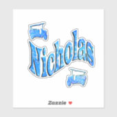 Nicholas Name Mit Feuerwehrautos, Aufkleber (Blatt)
