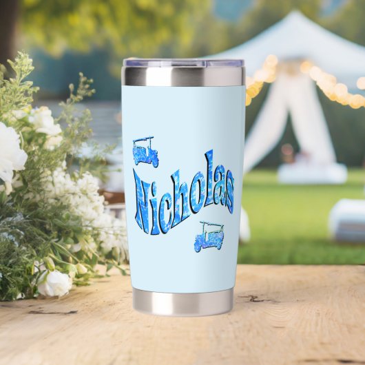 Nicholas Name Mit Feuerwehrautos, Thermobecher (Hochzeit (gedreht))