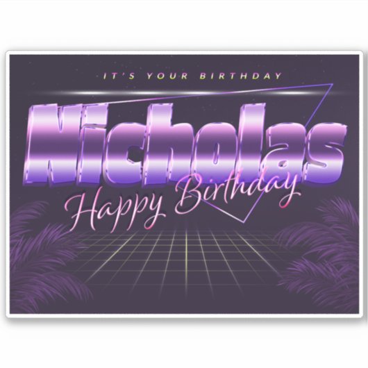 Nicholas Name Vorname retro Sticker Geburtstag (Vorderseite)