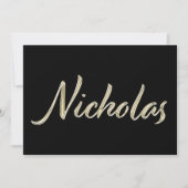 Nicholas Name white gold Handwriting Karte (Vorderseite)