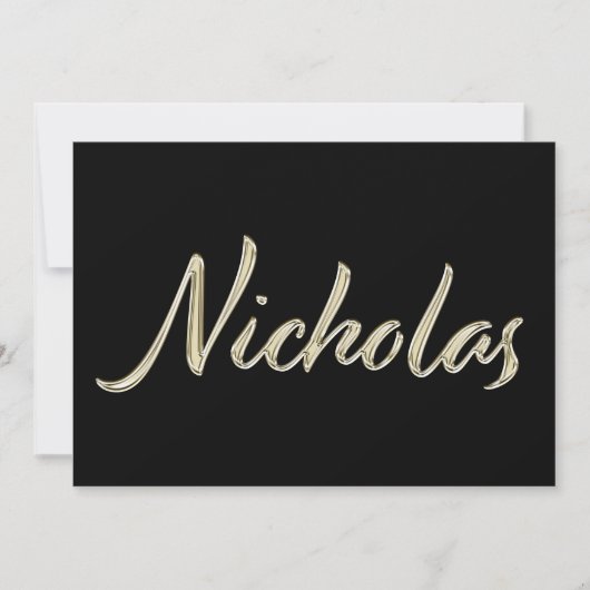 Nicholas Name white gold Handwriting Karte (Vorderseite)