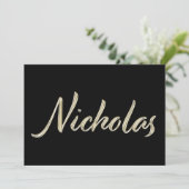 Nicholas Name white gold Handwriting Karte (Stehend Vorderseite)
