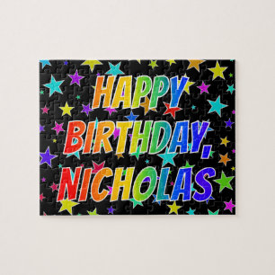 "NICHOLAS" Vorname, Spaß "GLÜCKLICHER BIRTHTAG" Puzzle