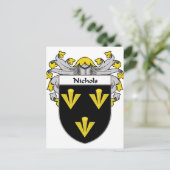 Nichols Coat of Arms/Familienwappen (mantled) Postkarte (Stehend Vorderseite)