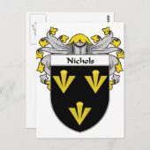 Nichols Coat of Arms/Familienwappen (mantled) Postkarte (Vorne/Hinten)
