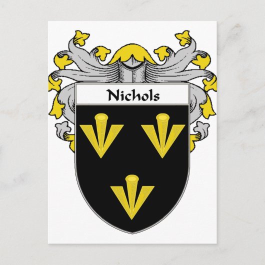 Nichols Coat of Arms/Familienwappen (mantled) Postkarte (Vorderseite)