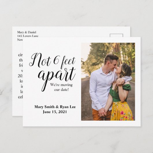 Nicht 1,5 m außerhalb Hochzeitsstimme Save the Dat Postkarte (Vorne/Hinten)