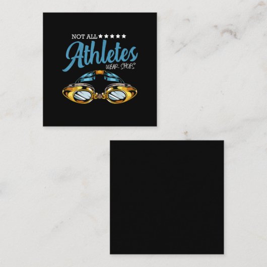 Nicht alle Athleten tragen Schuhe Funny Swimmer Quadratische Visitenkarte (Vorne/Hinten)