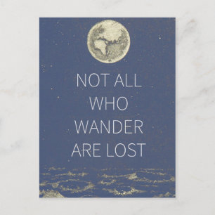 Nicht alle, die wandern, sind verloren Mond und Er Postkarte