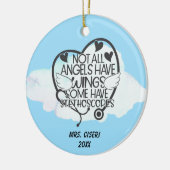 Nicht alle Engel haben Flügel, manche haben Stetho Keramik Ornament (Links)