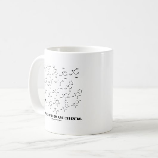 Nicht alle sind essenziell (20 Aminosäuren) Kaffeetasse (Vorderseite Links)