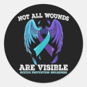 Nicht alle Wunden sind erkennbar Selbstmordbewusst Runder Aufkleber (Vorderseite)
