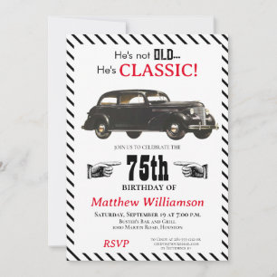 Nicht alt, aber klassisch 1939 Auto Männer Geburts Einladung