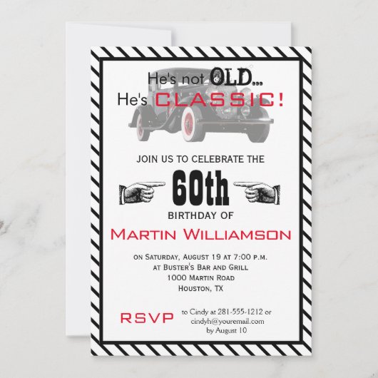 Nicht alt, aber klassisch Auto Funny Geburtstag Pa Einladung (Vorderseite)