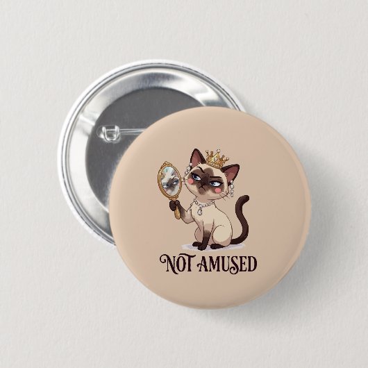 Nicht amüsierte königliche Siamkatze Button (Vorne & Hinten)