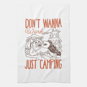 Nicht arbeiten wollen, nur Camping - Vintage Katze Geschirrtuch
